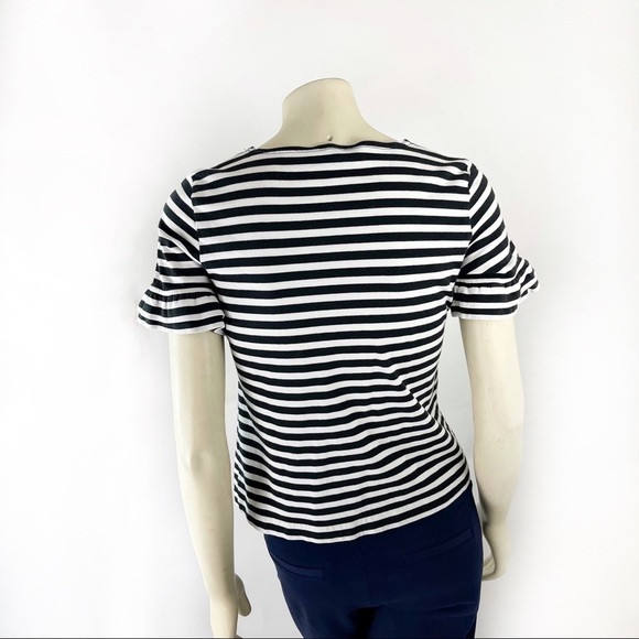 J crew Ruffle-sleeve T-shirt in stripe size XS - Picture 3 of 7